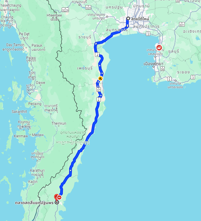 สถานีขนส่งผู้โดยสารกรุงเทพ ถนนบรมราชชนนี (สายใต้ใหม่) to จุดจอดสี่แยกปฐมพร (ใต้สะพานข้ามแยก)