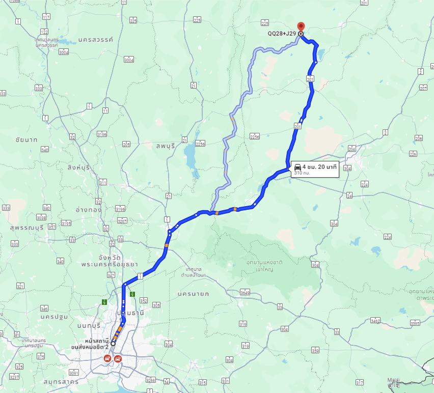 สถานีขนส่งผู้โดยสารกรุงเทพ จตุจักร (หมอชิต2) to จุดจอดหนองบัวระเหว
