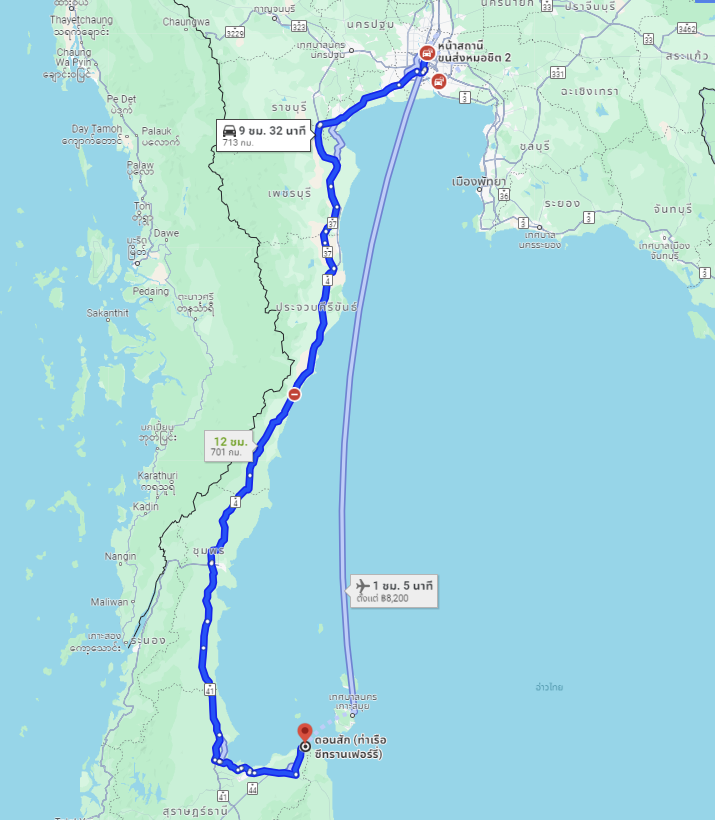 สถานีขนส่งผู้โดยสารกรุงเทพ จตุจักร (หมอชิต2) to จุดจอดท่าเรือซีทรานเฟอร์รี่ ดอนสัก