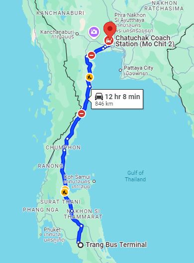 สถานีขนส่งผู้โดยสาร จ.ตรัง to สถานีขนส่งผู้โดยสารกรุงเทพ จตุจักร (หมอชิต2)