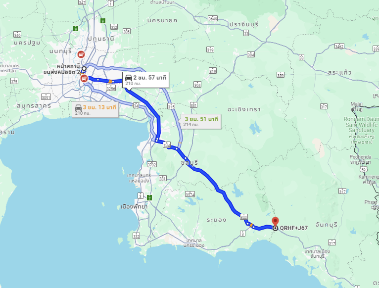 สถานีขนส่งผู้โดยสารกรุงเทพ จตุจักร (หมอชิต2) to จุดจอด อ.นายายอาม