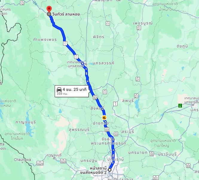 สถานีขนส่งผู้โดยสารกรุงเทพ จตุจักร (หมอชิต2) to จุดจอดบ้านลานหอย(วินทัวร์ห่างจากการไฟฟ้าส่วนภูมิภาคบ้านด่านลานหอย800เมตร)