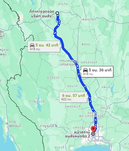 รูปจุดจอด ต.ลานหอย ไปยัง สถานีขนส่งผู้โดยสารกรุงเทพ จตุจักร (หมอชิต2)