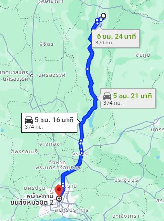 จุดจอด บ้านกลาง to สถานีขนส่งผู้โดยสารกรุงเทพ จตุจักร (หมอชิต2)