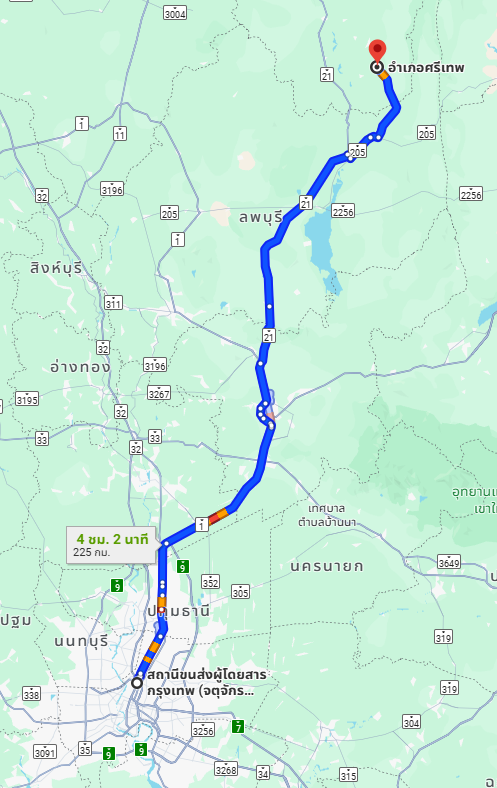 สถานีขนส่งผู้โดยสารกรุงเทพ จตุจักร (หมอชิต2) to จุดจอดบ้านกลาง อ.ศรีเทพ