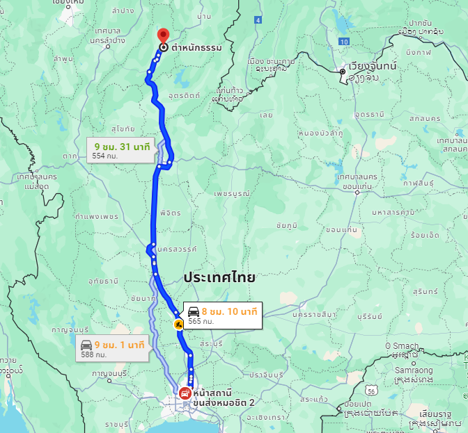 สถานีขนส่งผู้โดยสารกรุงเทพ จตุจักร (หมอชิต2) to จุดจอดสะพานลอยตำหนักธรรม