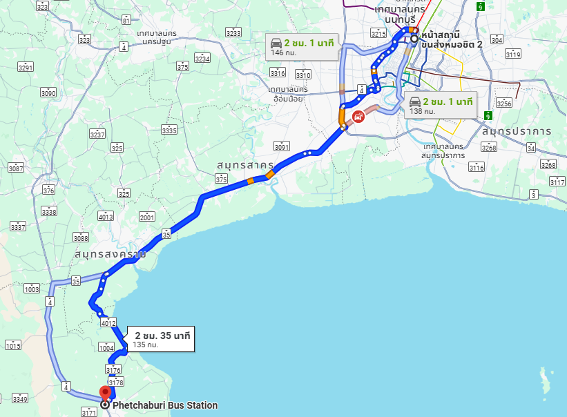 สถานีขนส่งผู้โดยสารกรุงเทพ จตุจักร (หมอชิต2) to สถานีเดินรถเพชรบุรี