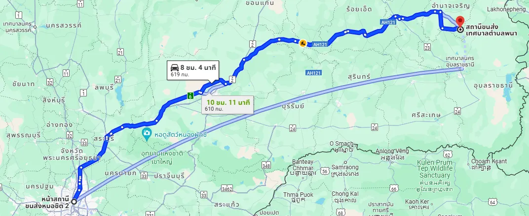 รูปสถานีขนส่งผู้โดยสารกรุงเทพ จตุจักร (หมอชิต2) ไปยัง สถานีขนส่งเทศบาล ต.พนา