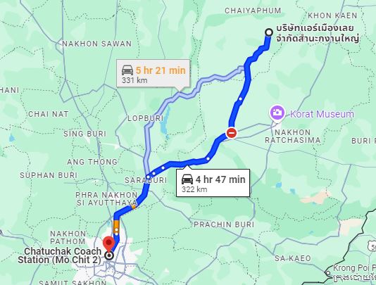 สนง.แอร์เมืองเลย จ.ชัยภูมิ to สถานีขนส่งผู้โดยสารกรุงเทพ จตุจักร (หมอชิต2)