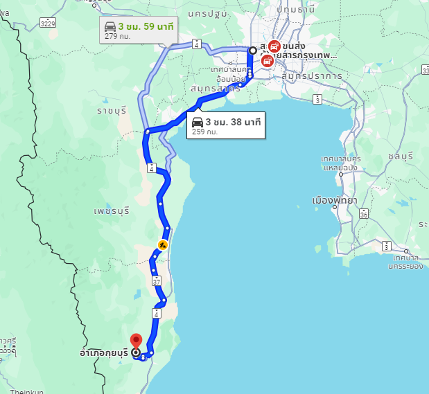 สถานีขนส่งผู้โดยสารกรุงเทพ ถนนบรมราชชนนี (สายใต้ใหม่) to จุดจอดกุยบุรี