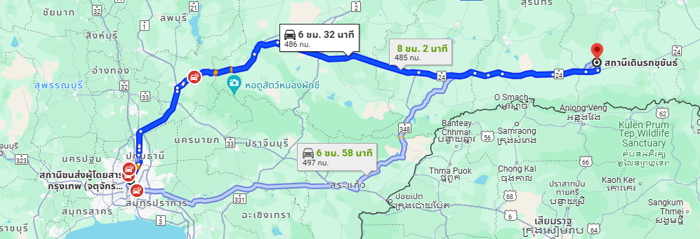 สถานีขนส่งผู้โดยสารกรุงเทพ จตุจักร (หมอชิต2) to สถานีเดินรถขุขันธ์