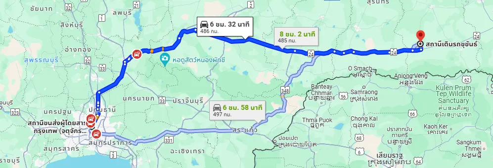 รูปสถานีขนส่งผู้โดยสารกรุงเทพ จตุจักร (หมอชิต2) ไปยัง สถานีเดินรถขุขันธ์