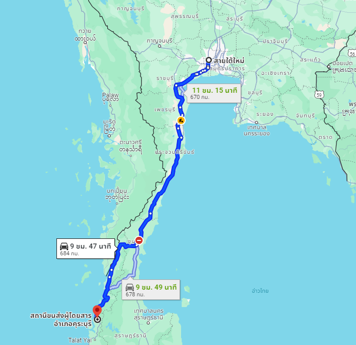 สถานีขนส่งผู้โดยสารกรุงเทพ ถนนบรมราชชนนี (สายใต้ใหม่) to สถานีขนส่งผู้โดยสาร อ.คุระบุรี