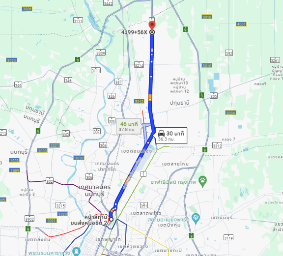 สถานีขนส่งผู้โดยสารกรุงเทพ จตุจักร (หมอชิต2) to จุดจอดนวนคร
