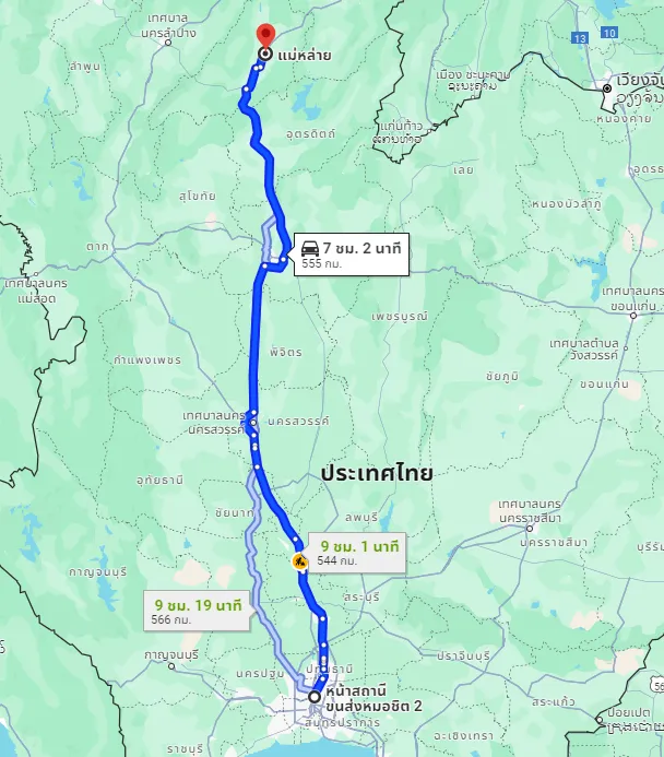 รูปสถานีขนส่งผู้โดยสารกรุงเทพ จตุจักร (หมอชิต2) ไปยัง จุดจอดแม่หล่าย