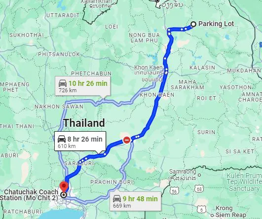 รูปจุดจอด อ.สว่างแดนดิน ไปยัง สถานีขนส่งผู้โดยสารกรุงเทพ จตุจักร (หมอชิต2)