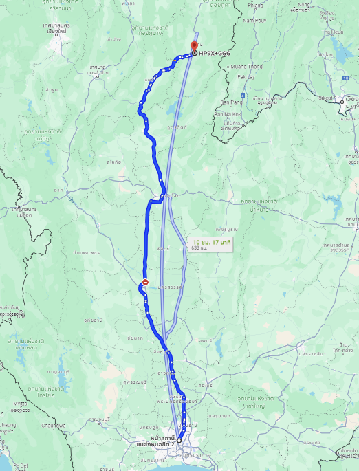 สถานีขนส่งผู้โดยสารกรุงเทพ จตุจักร (หมอชิต2) to จุดจอดเวียงสา