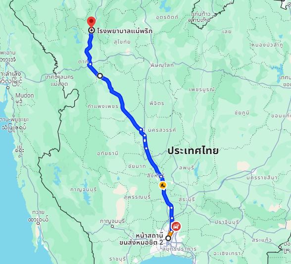 สถานีขนส่งผู้โดยสารกรุงเทพ จตุจักร (หมอชิต2) to จุดจอดแม่พริก(วินทัวร์ตรงข้ามรพ.แม่พริก)