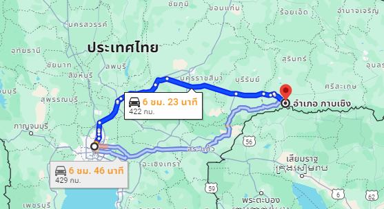 สถานีขนส่งผู้โดยสารกรุงเทพ จตุจักร (หมอชิต2) to จุดจอดกาบเชิง