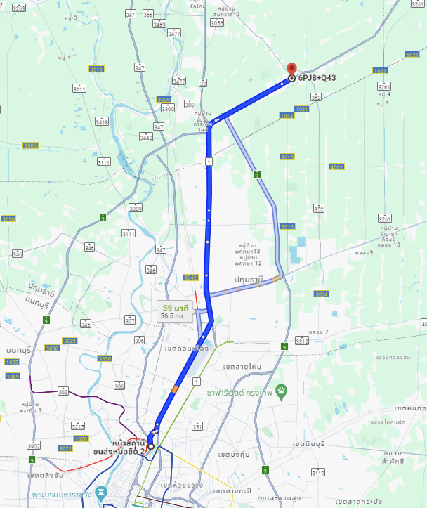 สถานีขนส่งผู้โดยสารกรุงเทพ จตุจักร (หมอชิต2) to จุดจอดวังน้อย