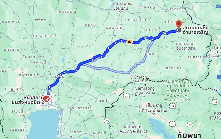 สถานีขนส่งผู้โดยสารกรุงเทพ จตุจักร (หมอชิต2) to สถานีขนส่งผู้โดยสาร จ.อำนาจเจริญ