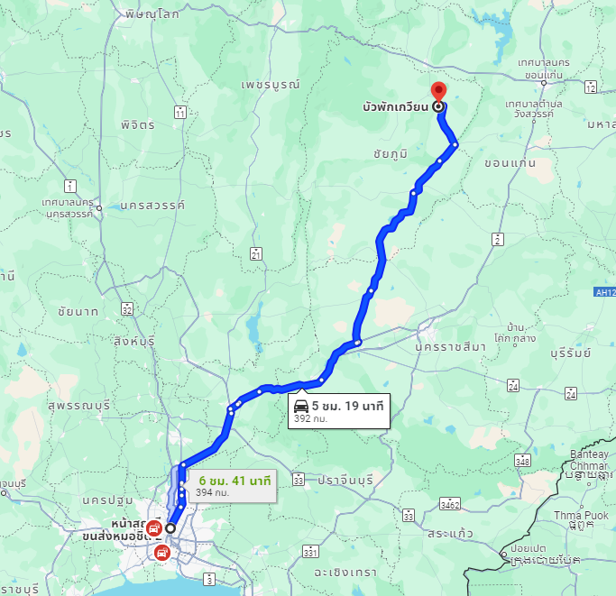 สถานีขนส่งผู้โดยสารกรุงเทพ จตุจักร (หมอชิต2) to จุดจอด บ.บัวพักเกวียน