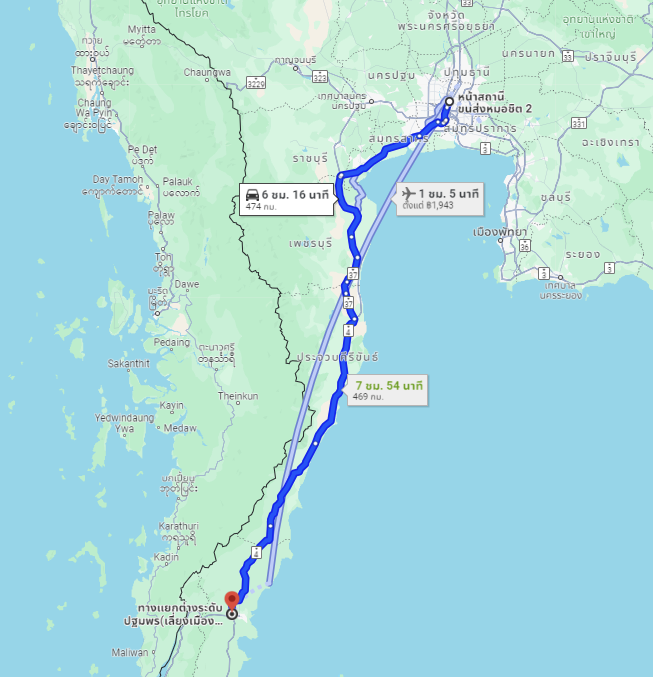 สถานีขนส่งผู้โดยสารกรุงเทพ จตุจักร (หมอชิต2) to จุดจอดสี่แยกปฐมพร (ใต้สะพานข้ามแยก)