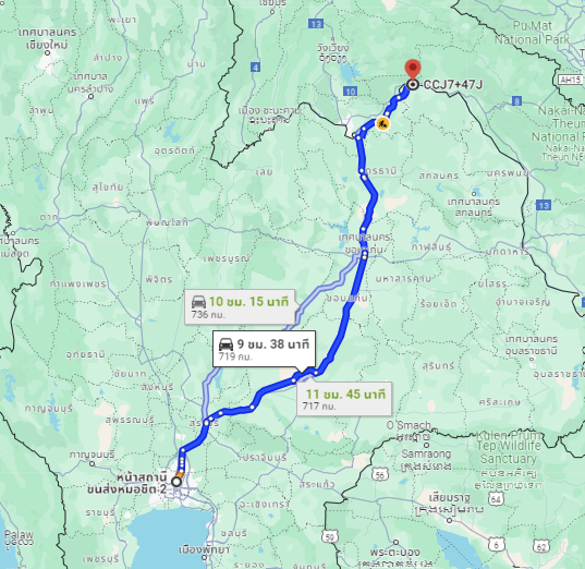 สถานีขนส่งผู้โดยสารกรุงเทพ จตุจักร (หมอชิต2) to จุดจอดบ้านหอคำ