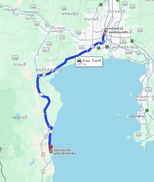 สถานีขนส่งผู้โดยสารกรุงเทพ จตุจักร (หมอชิต2) to สถานีขนส่งผู้โดยสาร จ.ประจวบคีรีขันธ์