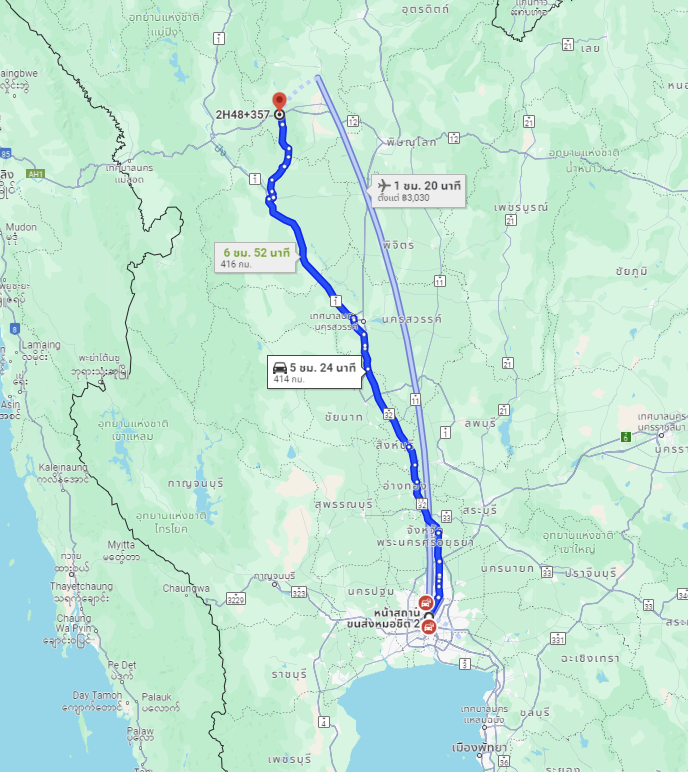 สถานีขนส่งผู้โดยสารกรุงเทพ จตุจักร (หมอชิต2) to จุดจอด ต.ลานหอย