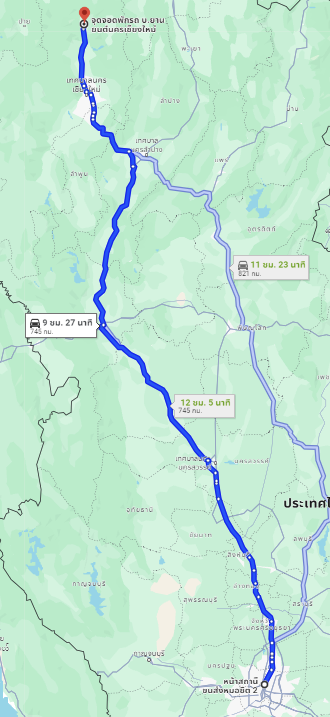 สถานีขนส่งผู้โดยสารกรุงเทพ จตุจักร (หมอชิต2) to จุดจอด อ.เชียงดาว