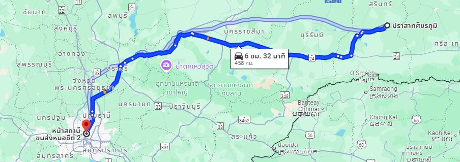 จุดจอด อ.ศีขรภูมิ to สถานีขนส่งผู้โดยสารกรุงเทพ จตุจักร (หมอชิต2)