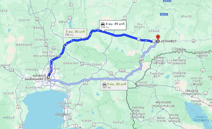 สถานีขนส่งผู้โดยสารกรุงเทพ จตุจักร (หมอชิต2) to จุดจอดประโคนชัย