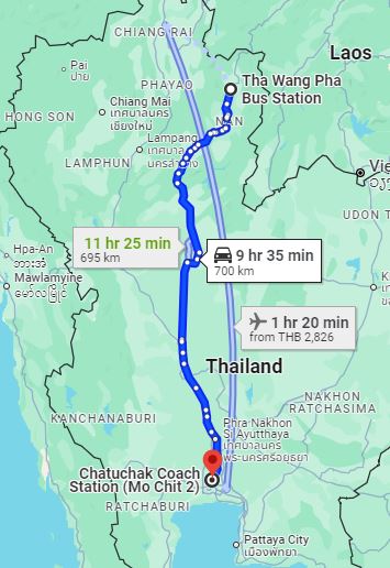 จุดจอด อ.ท่าวังผา to สถานีขนส่งผู้โดยสารกรุงเทพ จตุจักร (หมอชิต2)