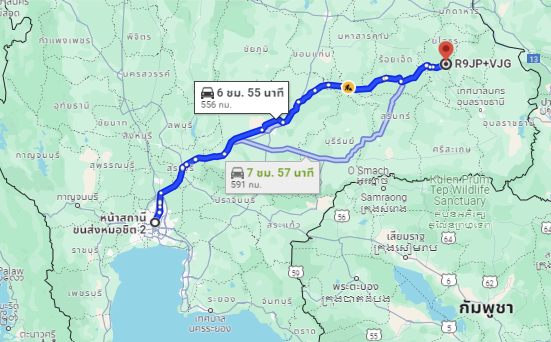 สถานีขนส่งผู้โดยสารกรุงเทพ จตุจักร (หมอชิต2) to จุดจอด อ.ป่าติ้ว
