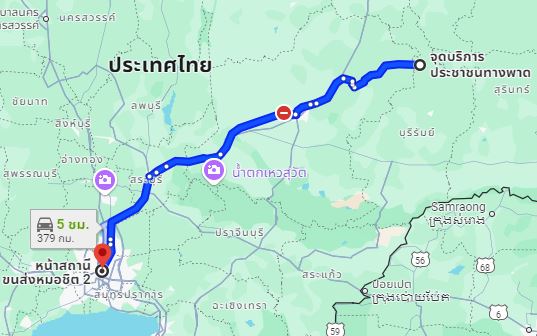 จุดจอด แยกทางพาด to สถานีขนส่งผู้โดยสารกรุงเทพ จตุจักร (หมอชิต2)