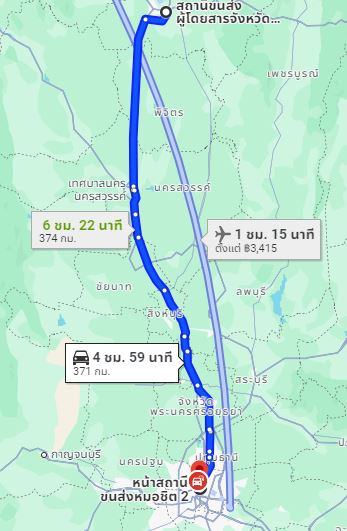 สถานีขนส่งผู้โดยสาร จ.พิษณุโลก แห่งที่ 2 to สถานีขนส่งผู้โดยสารกรุงเทพ จตุจักร (หมอชิต2)