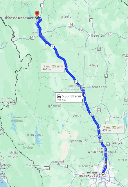 สถานีขนส่งผู้โดยสารกรุงเทพ จตุจักร (หมอชิต2) to จุดจอด อ.สามเงา