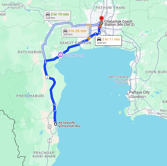 จุดจอด อ.หัวหิน to สถานีขนส่งผู้โดยสารกรุงเทพ จตุจักร (หมอชิต2)