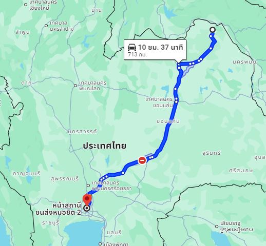 จุดจอด อ.ศรีวิไล to สถานีขนส่งผู้โดยสารกรุงเทพ จตุจักร (หมอชิต2)