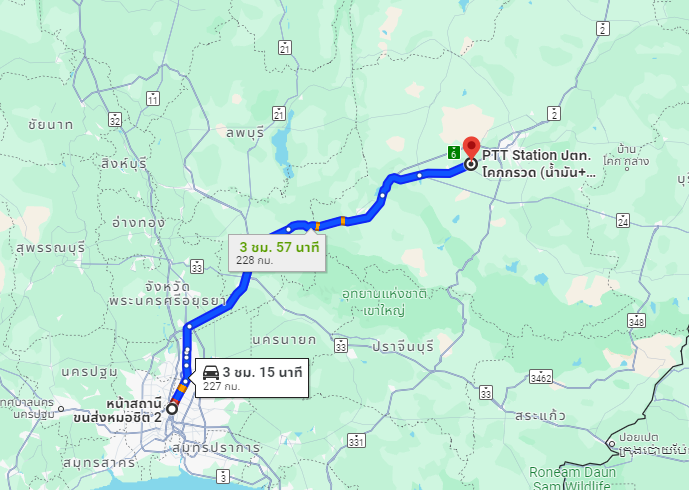 สถานีขนส่งผู้โดยสารกรุงเทพ จตุจักร (หมอชิต2) to จุดจอดหน้า ปตท.โคกกรวด