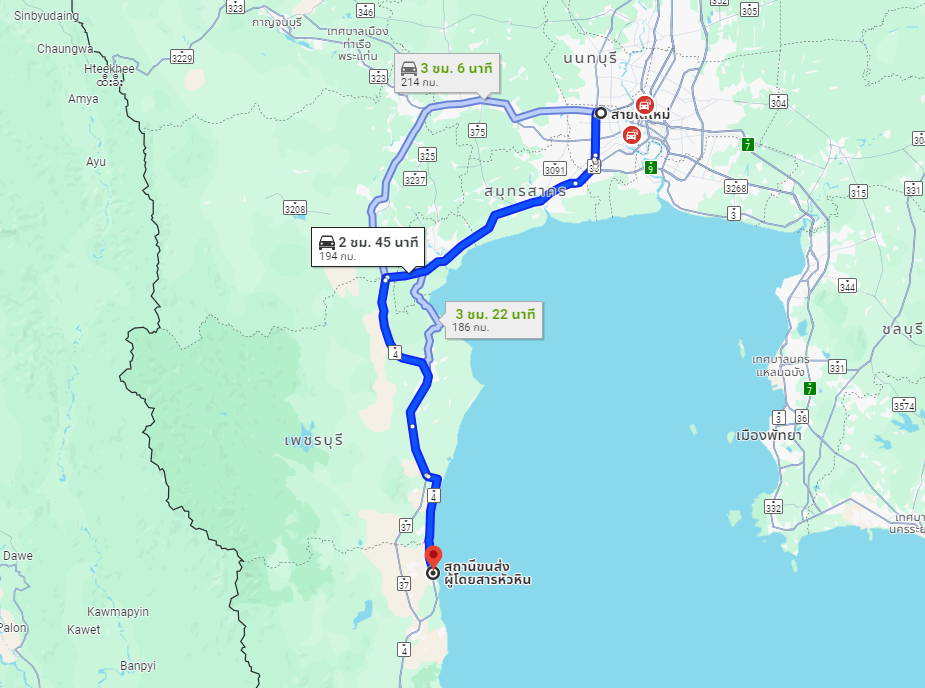 สถานีขนส่งผู้โดยสารกรุงเทพ ถนนบรมราชชนนี (สายใต้ใหม่) to จุดจอด อ.หัวหิน