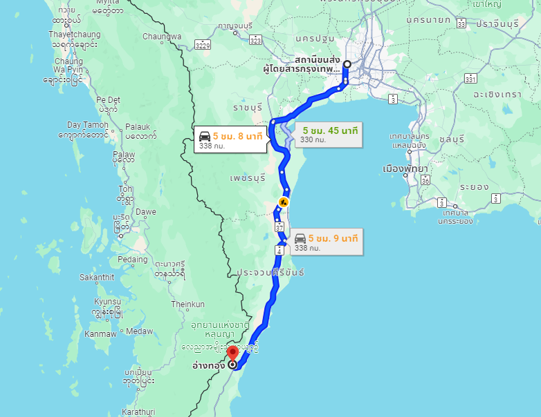 สถานีขนส่งผู้โดยสารกรุงเทพ ถนนบรมราชชนนี (สายใต้ใหม่) to จุดจอดบ้านอ่างทอง
