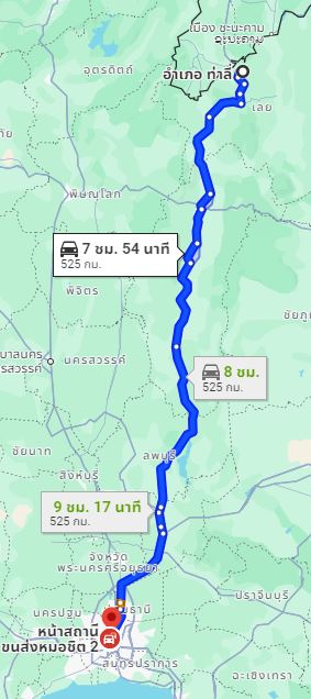 จุดจอดท่าลี่ to สถานีขนส่งผู้โดยสารกรุงเทพ จตุจักร (หมอชิต2)