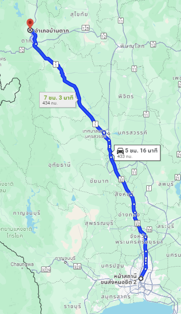 สถานีขนส่งผู้โดยสารกรุงเทพ จตุจักร (หมอชิต2) to จุดจอด อ.บ้านตาก