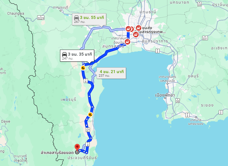 สถานีขนส่งผู้โดยสารกรุงเทพ ถนนบรมราชชนนี (สายใต้ใหม่) to จุดจอดสามร้อยยอด