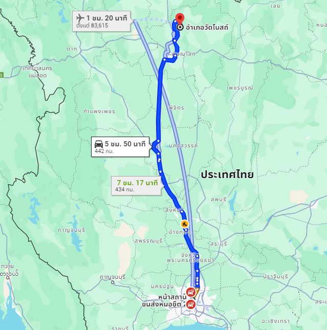 สถานีขนส่งผู้โดยสารกรุงเทพ จตุจักร (หมอชิต2) to จุดจอดวัดโบสถ์(ตรงข้ามโรงบาลวัดโบสถ์)