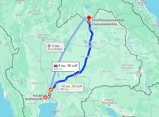 สถานีขนส่งผู้โดยสารกรุงเทพ จตุจักร (หมอชิต2) to จุดจอดบ้านหนองสองห้อง