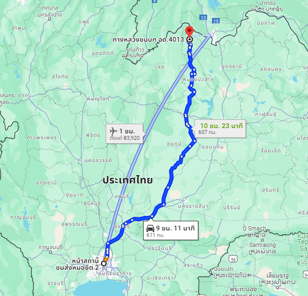 สถานีขนส่งผู้โดยสารกรุงเทพ จตุจักร (หมอชิต2) to จุดจอด นายูง2(ชุมพล)