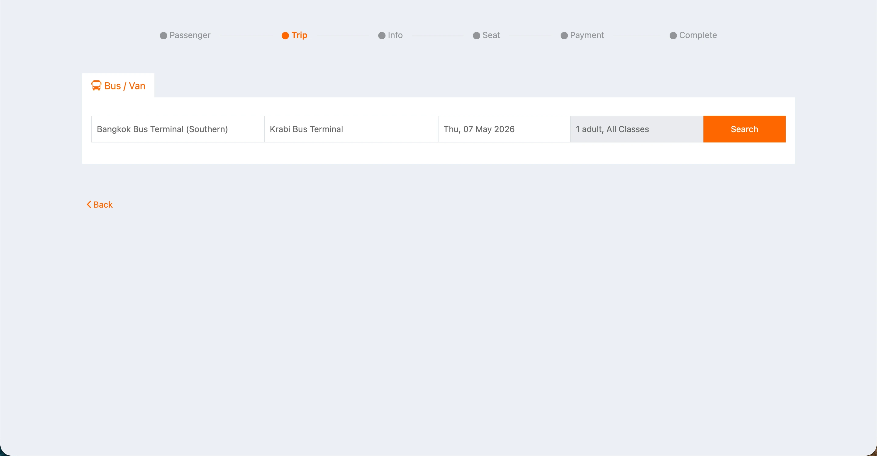 Example of selecting new travel date